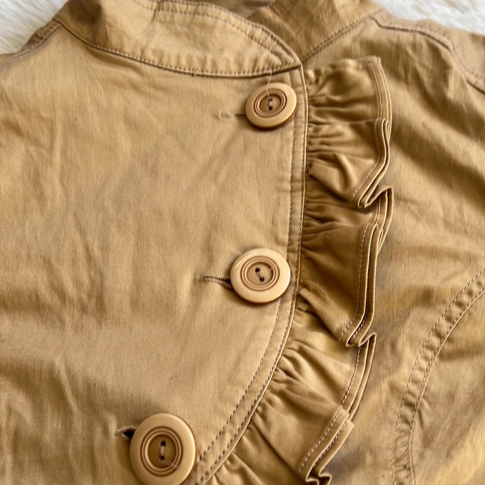 Khaki Ruffle Cropped Jacket - Picture 8 of 9